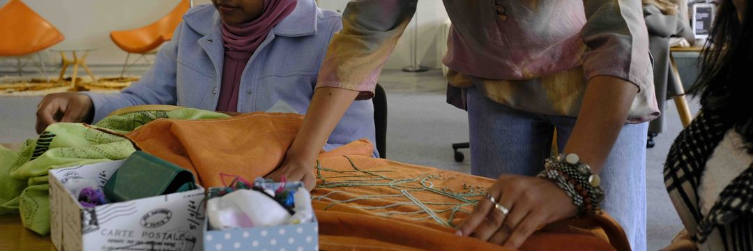 Diverse embroidery techniques reflecting diasporic experiences
