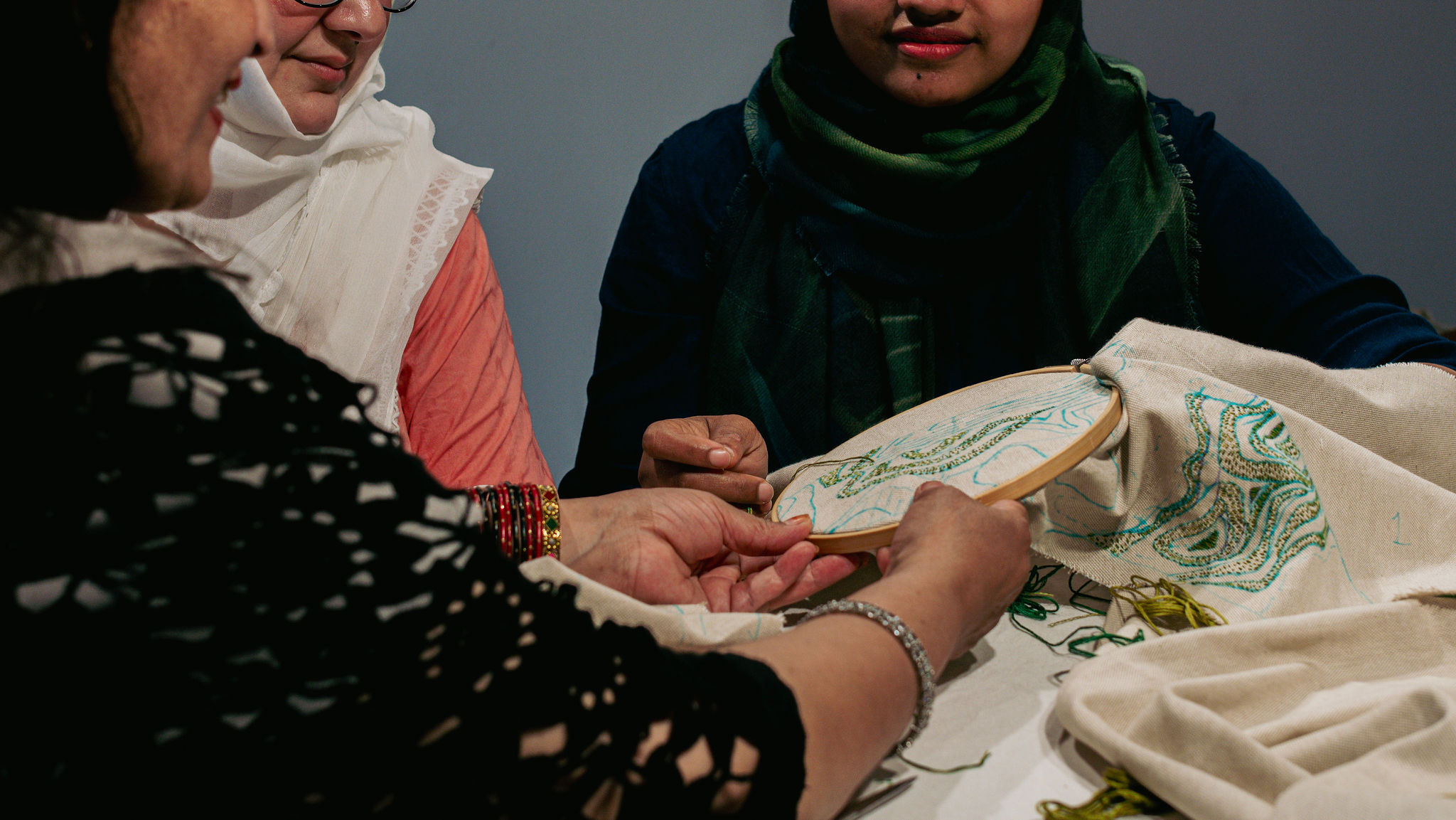 Embroidery in progress