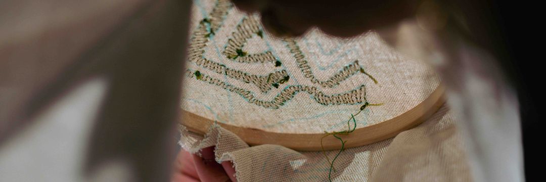 Embroidery detail - roots and veins